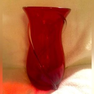 Murano hand blown Ruby Red with clear swirls